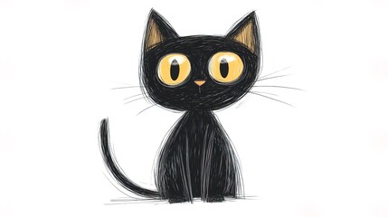 Obraz premium Create a drawing of an adorable stick figure of an adorable skinny cat isolated on white background 
