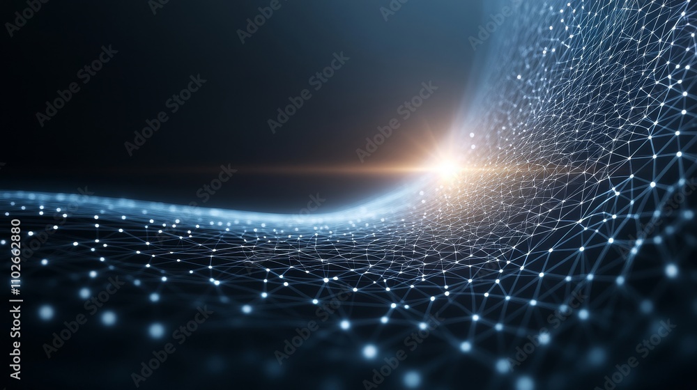 Poster abstract digital wave of light and data points