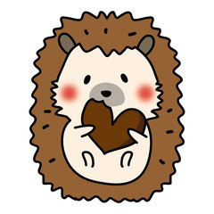 バレンタインのチョコレートを食べるハリネズミ