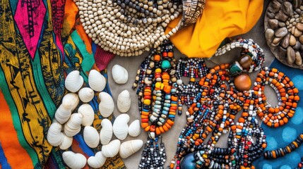 Colorful Collection of Beads and Natural Materials