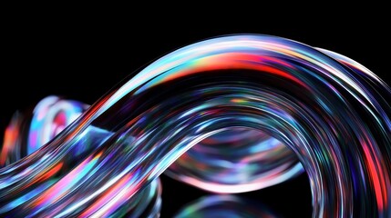 Futuristic Abstract Metallic Coils on Black Background 3D Render