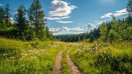 Fototapeta premium A peaceful nature scene in a designated wilderness area, with trails and untouched landscapes.
