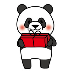 プレゼントを渡すパンダ