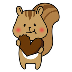 バレンタインのチョコレートを食べるリス