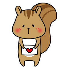 照れながらラブレターを渡すリス