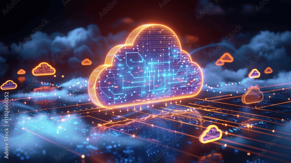 Poster cloud computing technology and digital data transfer in cyberspace