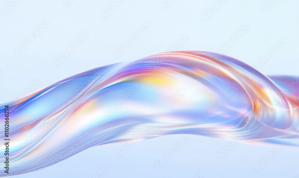 Aufkleber iridescent abstract waves in pastel colors gradient 3d render background