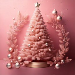 pastel pink cute christmas tree holiday decoration 