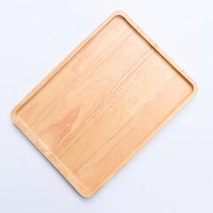 brown wooden tray isolated on white background
