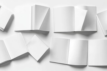 Open White Books Minimalist Mockup 3D Rendering Blank Magazine Display
