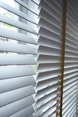 Obraz premium white window blinds in home, object for decorate interior of house