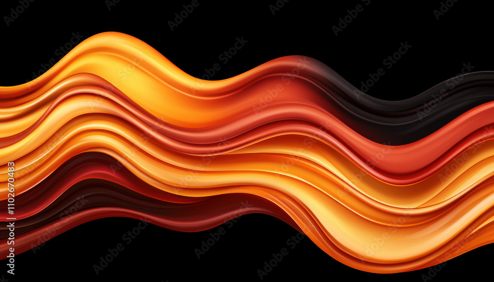 Aufkleber a vibrant wave of orange and black hues flows smoothly against a dark background, creating a dynamic