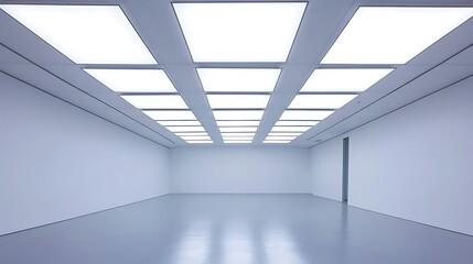 Obraz premium Empty White Room with Ceiling Lights