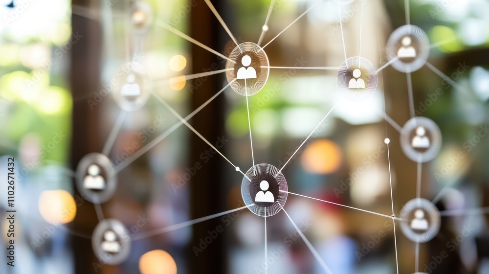 Poster 3d illustration of a global social network concept with a molecular structure symbolizing interconne