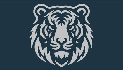  tiger head silhouette logo in flat style