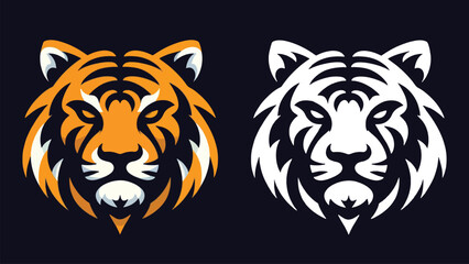  tiger head silhouette logo in flat style