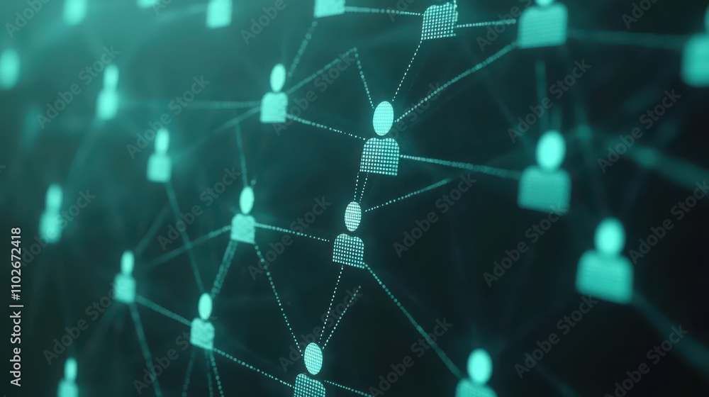 Poster intricate network visualization, exploring connections, data flow and technological advancements