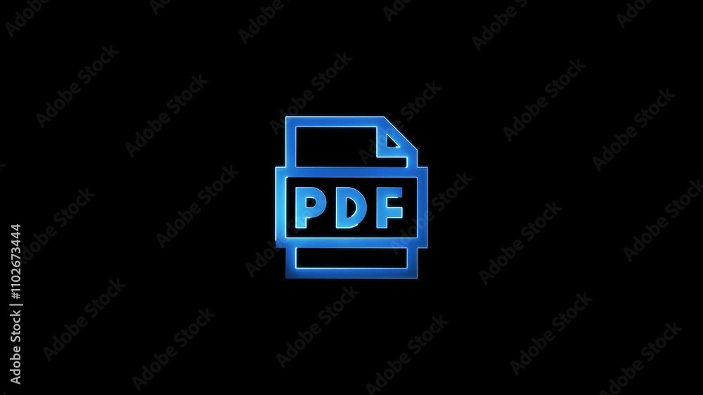 Poster glowing neon line pdf file document. download pdf button icon isolated , glowing neon line pdf file 