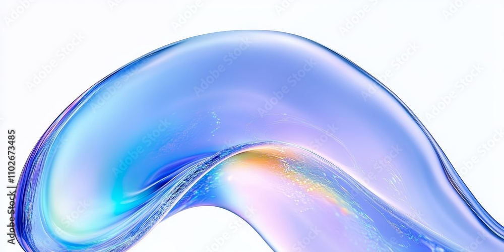 Poster iridescent reflective wave shape abstract design colorful glossy surface