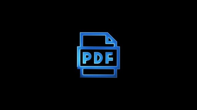 Glowing neon line PDF file document. Download pdf button icon isolated , Glowing neon line PDF file document.