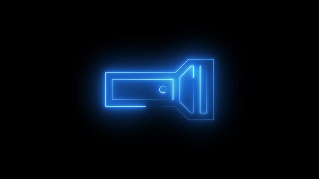 flashlight animated icon illustration motion graphic design video,  with light on black background
