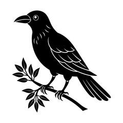 Fototapeta premium crow on a branch vector 