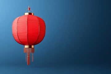 Obraz premium A flat design of a traditional Chinese lantern in bright red, with clean lines and minimal detail