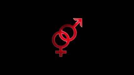 Animation neon male and female gender symbol.Glowing neon Gender icon isolated on black background.  - Powered by Adobe