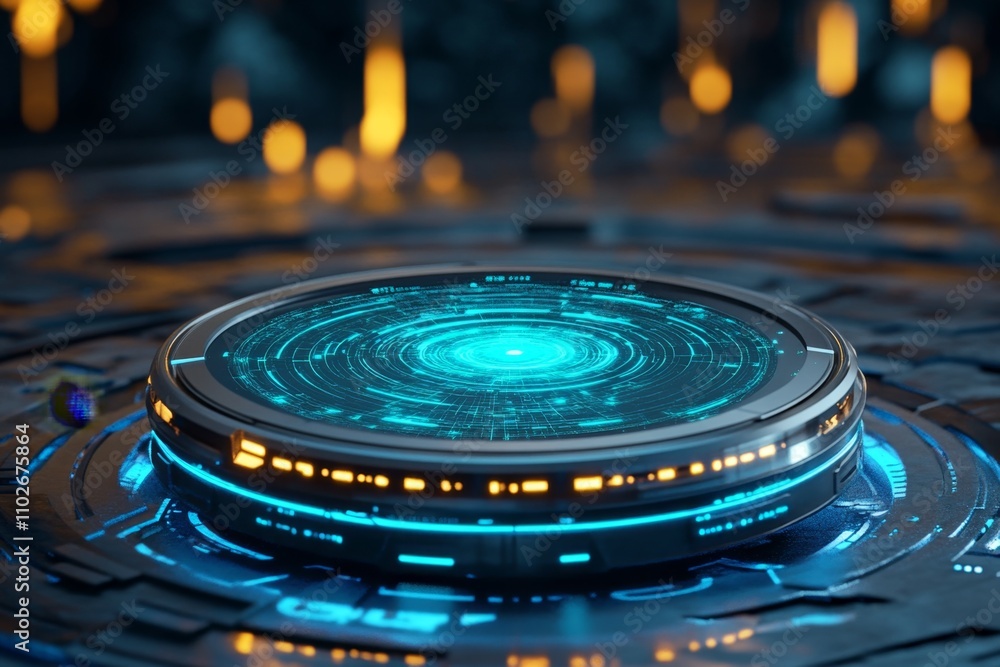 Poster A futuristic digital astrological chart displayed in a holographic interface, surrounded by glowing data streams