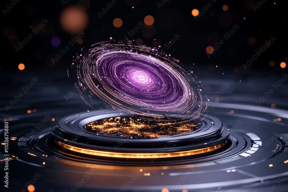 Aufkleber a futuristic digital astrological chart displayed in a holographic interface, surrounded by glowing 