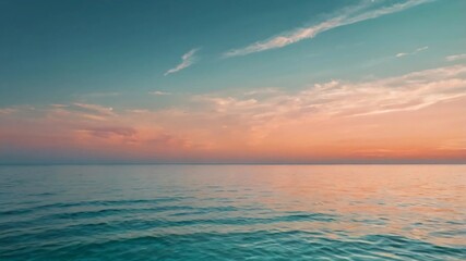 Obraz premium AI GENERATE, A horizon blending sea and sky in gradients of aquamarine and peach