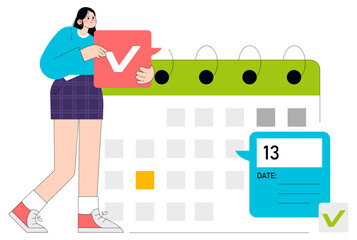 Young Business Woman. Flat Vector Illustration