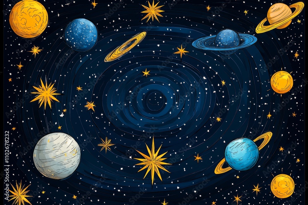 Poster a simple celestial map showing constellations in a clean, geometric style with minimal color