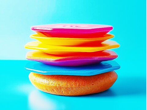 stack of colorful bowls pink