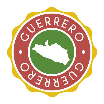 Guerrero, Mexico Badge Map Vector Seal Vector Sign. National Symbol Country Stamp Design Icon Label. 