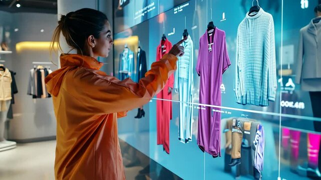 Fashion technology showcase with interactive display in a modern store