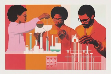 Creative black history month card celebrating scientific achievements and cultural heritage