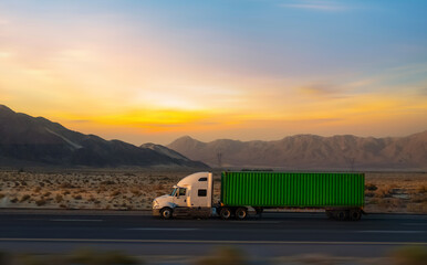 truck on the highway, Nevada, USA