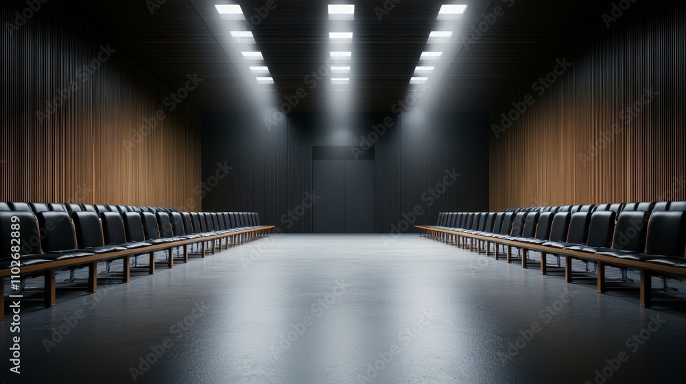 Poster modern waiting area with simple design and lighting