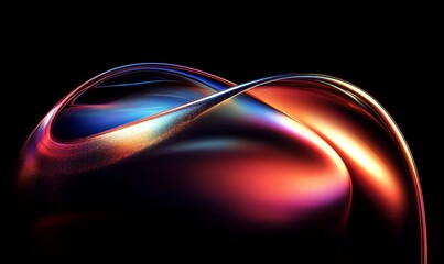Vibrant Abstract Digital Art with Iridescent Shapes and Glossy Textures on Dark Background