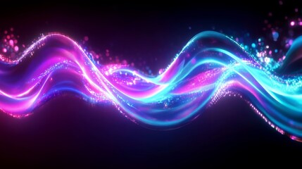 Fototapeta premium Abstract Neon Lights Background Glowing Stream in Futuristic 3D Art