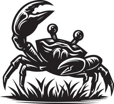black crab silhouette on grass clip art preview