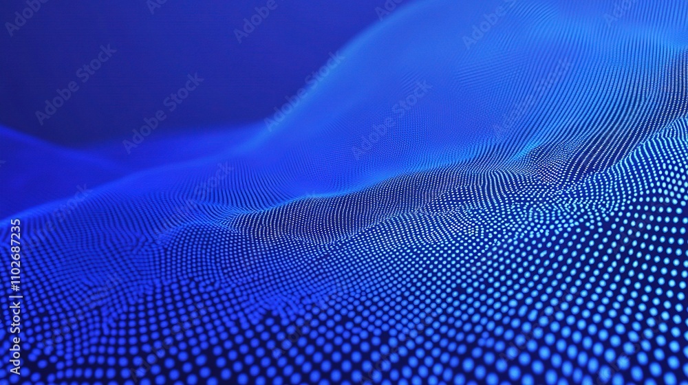 Poster abstract blue waves with dots in digital style for background