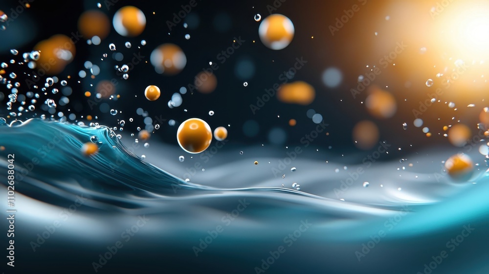 Poster captivating image of a dynamic underwater wave crashing with a mesmerizing display of vibrant swirli