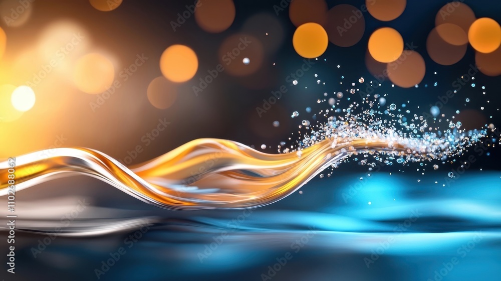 Aufkleber luminous aquatic waves flowing with ethereal glow abstract turquoise and blue background with splash