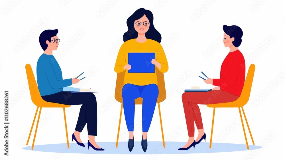 Aufkleber businesswoman leading a collaborative brainstorming session with her team members discussing strateg
