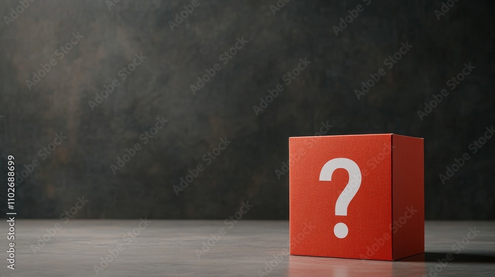 Aufkleber red box with question mark on a dark background