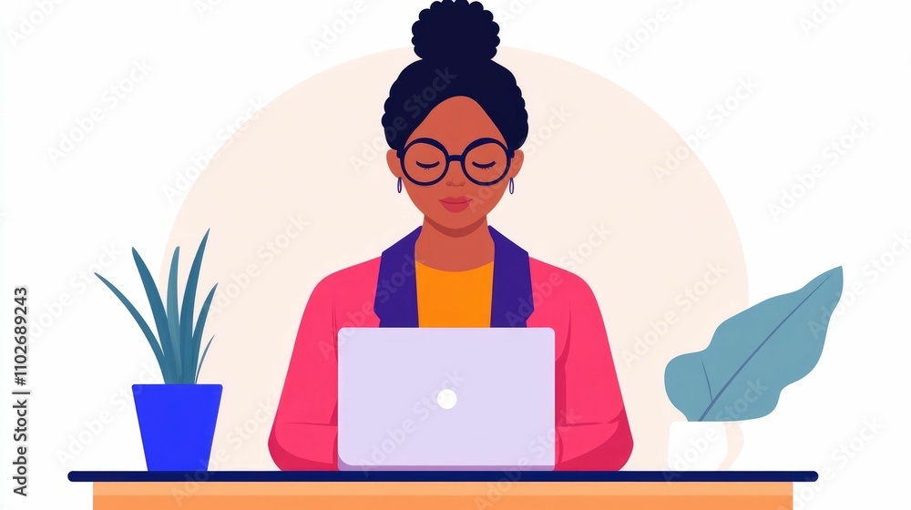 Poster portrait of a focused female software developer performing assurance testing on an application showc