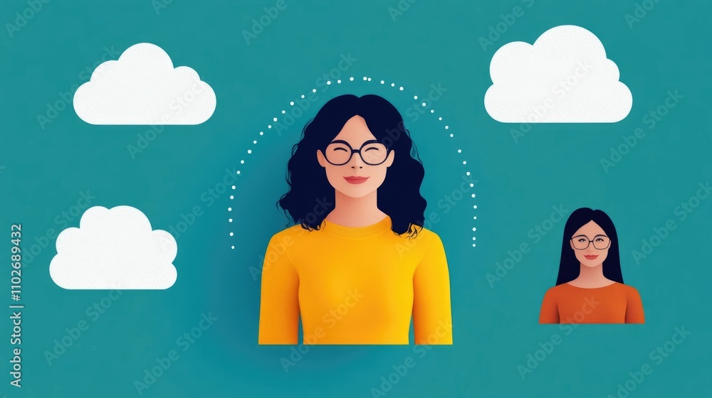 Aufkleber diverse women working together in a virtual cloud computing environment collaborating on sustainable