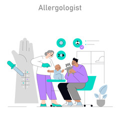 Medical Visits for Inclusive Children. Flat Vector Illustration